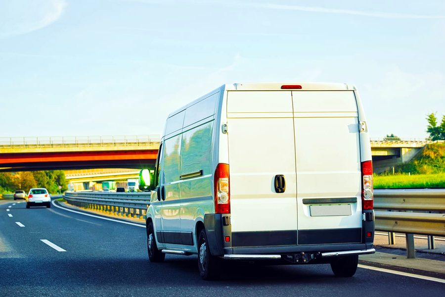 Courier van on a motorway